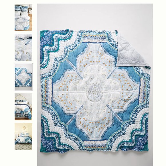 Anthropologie Blue and White Quilt - Picture 6 of 6